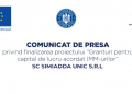 Comunicat de presă privind finalizarea proiectului ”Granturi pentru capital de lucru acordat IMM-urilor” SC SIMIADDA UNIC S.R.L