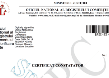 Ce informații sunt incluse într-un certificat constatator?