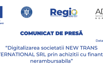 COMUNICAT DE PRESĂ: “Digitalizarea societatii NEW TRANS INTERNATIONAL SRL prin achizitii cu finantare nerambursabila”